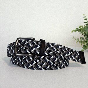 NWT Nike G Flex Woven Golf Belt Stretch Size L Black Gray White